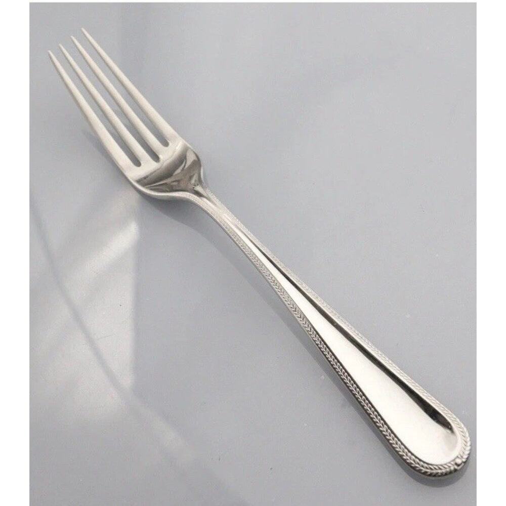Gorham Madeline Stainless Dinner Fork Glossy 18/10 Flatware Feathers Outline
